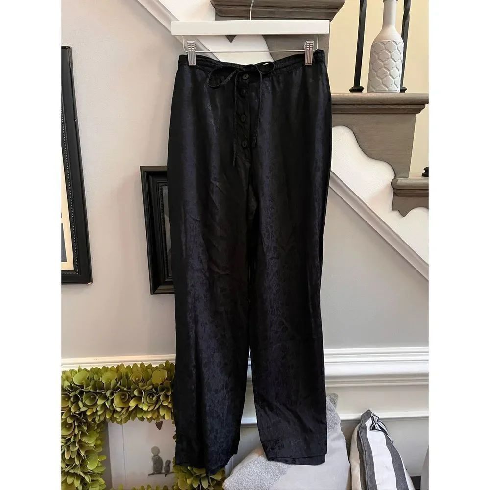 April Cornell Tasha Black Damask Rayon Loose Pants sz XS EUC
